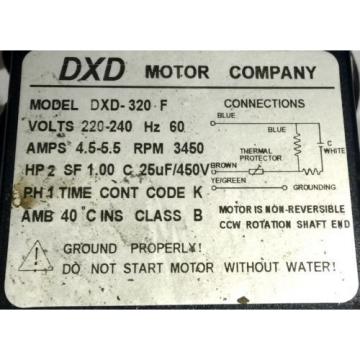 DXD Motor Company 320F 4.5/5.5A 220/240V ,  Pump