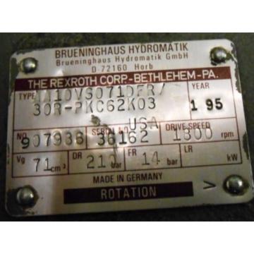 BRUENINGHAUS HYDROMATIK HYDRAULIC , AA10VS071DFR/30RPKC62K03 Pump