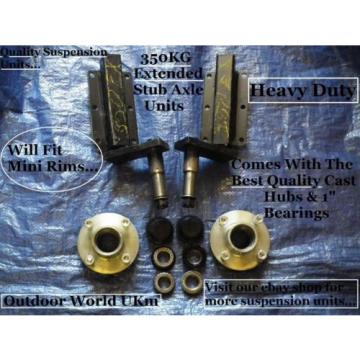 Trailer Suspension Units NEW 350 KG - Extended Stub Axle Hubs Bearings &amp; Caps...