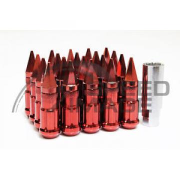 Z RACING RED DRAG SPIKE EXTENDED STEEL LUG NUTS OPEN SET 20 PCS KEY 12X1.5MM