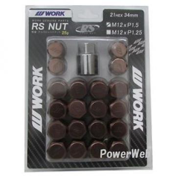 20P WORK Wheels RS nuts 21HEX M12 x P1.5 34mm 25g BROWN lock nut Japan Made