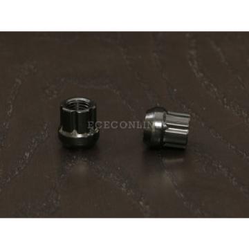 20pc 12x1.25 Spline Black Lug Nuts w/ Key (Cone Seat) Short Open End Locking