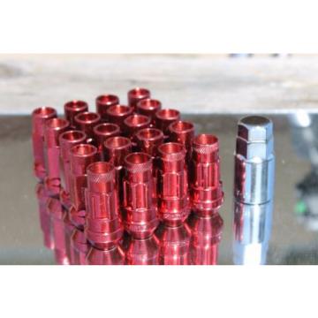 SYNERGY 12X1.5 20PC OPEN END STEEL EXTENDED LUG NUTS RED LOCK+KEY