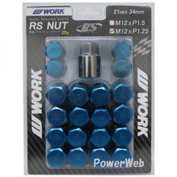 20P WORK Wheels RS nuts 21HEX M12 x P1.25 34mm 25g BLUE lock nut Japan Made