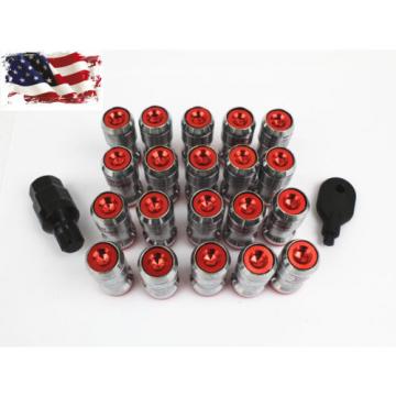 RED LUG NUTS Wheels Rims Tuner Steel Extended Dust CAP M12X1.25 With Lock