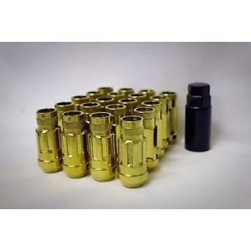 SYNERGY 12X1.5 20PC OPEN END STEEL EXTENDED LUG NUTS GOLD LOCK+KEY