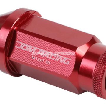 20X RACING RIM 50MM OPEN END ANODIZED WHEEL LUG NUT+ADAPTER KEY RED