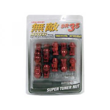 MUTEKI SR35 20PCS WHEELS TUNER LUG + LOCK NUTS (CLOSE END/12X1.5/RED) #