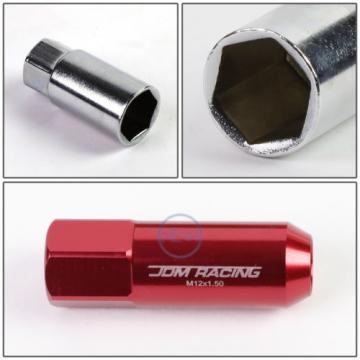 20pcs M12x1.5 Anodized 60mm Tuner Wheel Rim Locking Acorn Lug Nuts+Key Red
