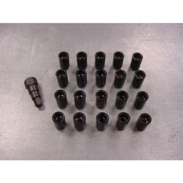 12x1.5 Steel Lug Nuts 20 pcs Set Lock Key Black Tuner Lugs Open End Toyota Scion