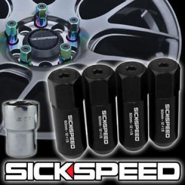 4 BLACK CAPPED ALUMINUM EXTENDED TUNER LOCKING LUG NUTS FOR WHEELS 12X1.5 L20