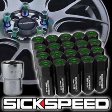 20 BLACK/GREEN CAPPED ALUMINUM 60MM EXTENDED TUNER LOCKING LUG NUTS 12X1.5 L17