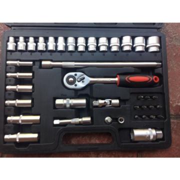 40pc Ratchet Socket Wrench Kit Set Hex Bit Driver Bar Sleeve Tool, Bits,adapter