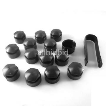 16x Black Locking Wheel Lug Bolt Center Nut Covers 21mm Caps +Tools For AUDI VW