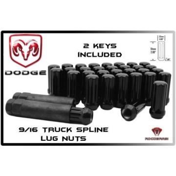 20 Pc Dodge Ram 1500 Black Spline Lug Nuts 2&#034; Tall Xl Locking Lug Nuts Wheels