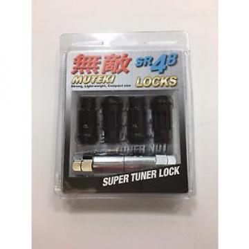 Muteki 32902B Black 12mm x 1.5mm SR48 Open End Locking Lug Nut Set NEW SEALED