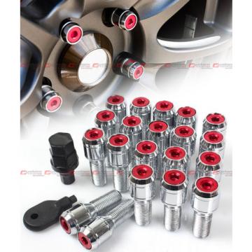 20 Pcs M14 X 1.5 Red Wheel Lug Nut Bolts W/ Lock Caps+Key+Socket For Mini Cooper