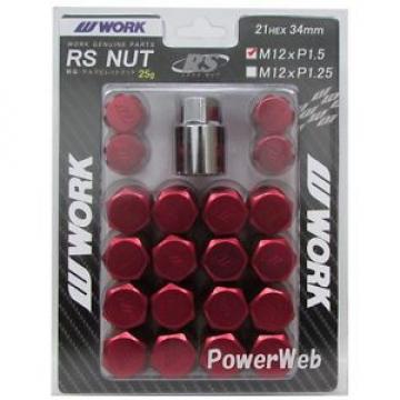 20P WORK Wheels RS nuts 21HEX M12 x P1.5 34mm 25g RED lock nut Japan Made