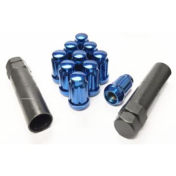 (20) Blue Spline Wheel Lug Nuts | 12x1.5 | w/ 2 Socket Keys | Cone Seat | Lock