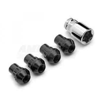 12x1.25 Bulge Black Acorn Lock Kit Lug Nuts Brand New Wheel Nuts Set of 4 w/ Key