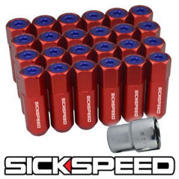 SICKSPEED 24 RED/BLUE CAPPED ALUMINUM EXTENDED 60MM LOCKING LUG NUTS 1/2x20 L23