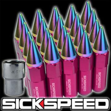 20 SPIKED 60MM EXTENDED LOCKING LUG NUTS LUGS WHEELS 12X1.5 PINK/NEO CHROME L07