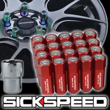 20 RED/POLISHED CAPPED ALUMINUM EXTENDED 60MM LOCKING LUG NUTS WHEEL 12X1.5 L17