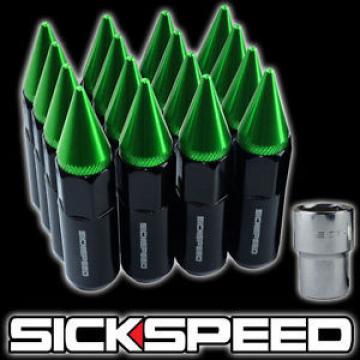 SICKSPEED 16 PC BLACK/GREEN SPIKED EXTENDED 60MM LOCKING LUG NUTS 1/2x20 L30