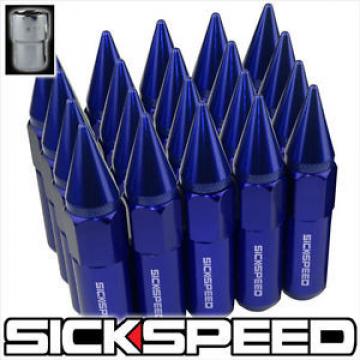 SICKSPEED 20 PC BLUE SPIKED EXTENDED 60MM LOCKING LUG NUTS WHEEL/RIM 14X1.5 L19