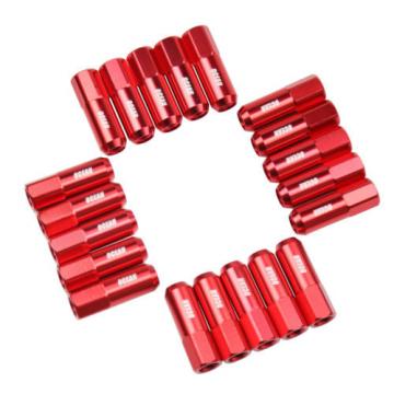 20 Red 60MM M12X1.5 Lug Nuts Long Extended Tuner Racing Open End Fit Acura Honda