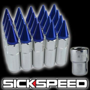 SICKSPEED 20 PC POLISHED/BLUE SPIKED ALUMINUM 60MM LOCKING LUG NUTS 12X1.25 L12