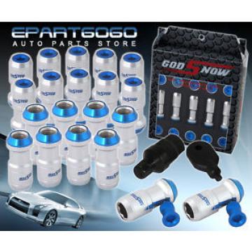 M12X1.5MM 20 PIECE SILVER BLUE TUNER JDM VIP STYLE EXTENDED LONG LUG NUTS LOCK