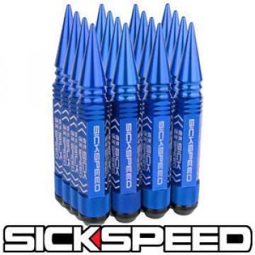 SICKSPEED 16 PC BLUE 5 1/2&#034; LONG SPIKED STEEL LOCKING LUG NUTS 12X1.25 L11