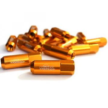 16PC CZRracing GOLD EXTENDED SLIM TUNER LUG NUTS LUGS WHEELS/RIMS FOR MITSUBISHI