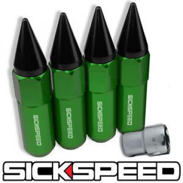 SICKSPEED 4 PC GREEN/BLACK SPIKED 60MM EXTENDED LOCKING LUG NUTS 1/2x20 L25