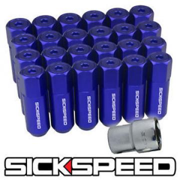 SICKSPEED 24 PC BLUE CAPPED EXTENDED 60MM LOCKING LUG NUTS FOR WHEELS 14X1.5 L19
