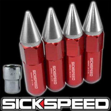 SICKSPEED 4 RED/POLISHED SPIKED 60MM EXTENDED TUNER LOCKING LUG NUTS 1/2x20 L25