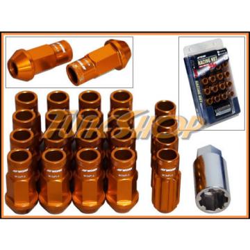 WORK RACING RS-R EXTENDED FORGED ALUMINUM LOCK LUG NUTS 12X1.5 1.5 ORANGE OPEN L