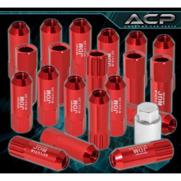 FOR SUZUKI 12x1.25MM LOCKING LUG NUTS OPEN END EXTENDED 20 PIECES + KEY KIT RED