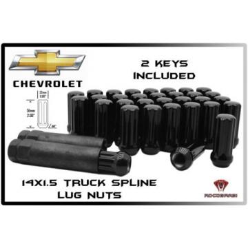 24 Pc Black Spline 14x1.5 Truck Locking Lug Nuts Chevy Gmc 6x5.5 Toyota Cadillac