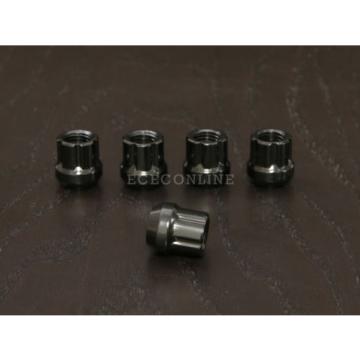 20pc 12x1.5 Spline Black Lug Nuts w/ Key (Cone Seat) Short Open End Locking