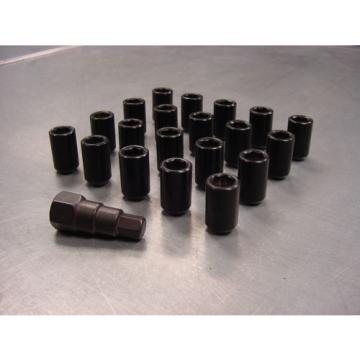 12x1.5 Steel Lug Nuts 16pc Set Black + Lock Key Tuner Toyota Honda Lexus Ford
