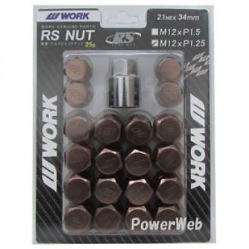 20P WORK Wheels RS nuts 21HEX M12 x P1.25 34mm 25g BROWN lock nut Japan Made