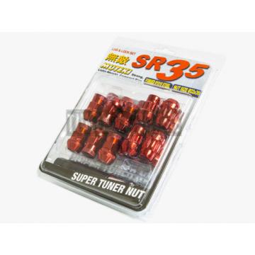 MUTEKI SR35 RED STEEL CLOSE END 12X1.25MM 16 LUG NUTS + 4 LOCKS &amp; KEY TUNER 20