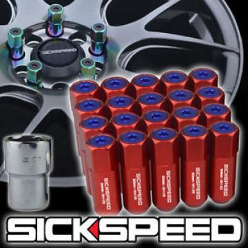 20 RED/BLUE CAPPED ALUMINUM EXTENDED 60MM LOCKING LUG NUTS WHEELS 12X1.5 L07