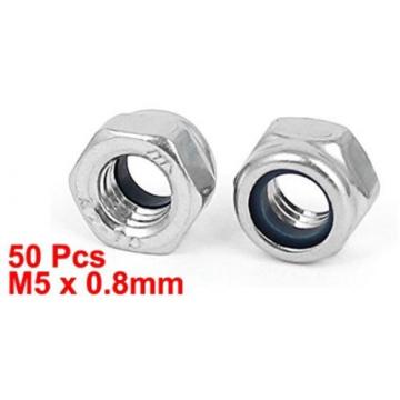 M5 X 0.8mm 304 Stainless Steel Nylock Nylon Insert Hex Lock Nuts 50pcs