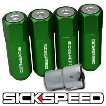 SICKSPEED 4 PC GREEN/POLISHED CAPPED 60MM EXTENDED LOCKING LUG NUTS 1/2X20 L25