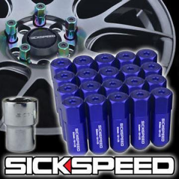 20 BLUE CAPPED ALUMINUM EXTENDED TUNER 60MM LOCKING LUG NUTS WHEELS 12X1.5 L17