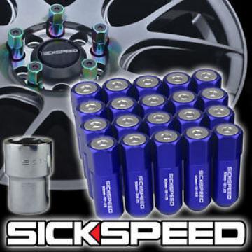 20 BLUE/POLISHED CAPPED ALUMINUM EXTENDED 60MM LOCKING LUG NUTS WHEEL 12X1.5 L17