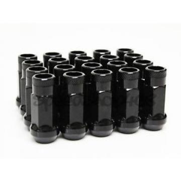 Z RACING BLACK STEEL 20PCS LUG NUTS 12X1.5MM OPEN EXTENDED 17MM KEY TUNER ACURA